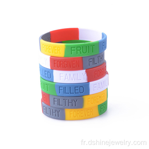 Multi couleurs Silicone bracelet mots bracelet gravé